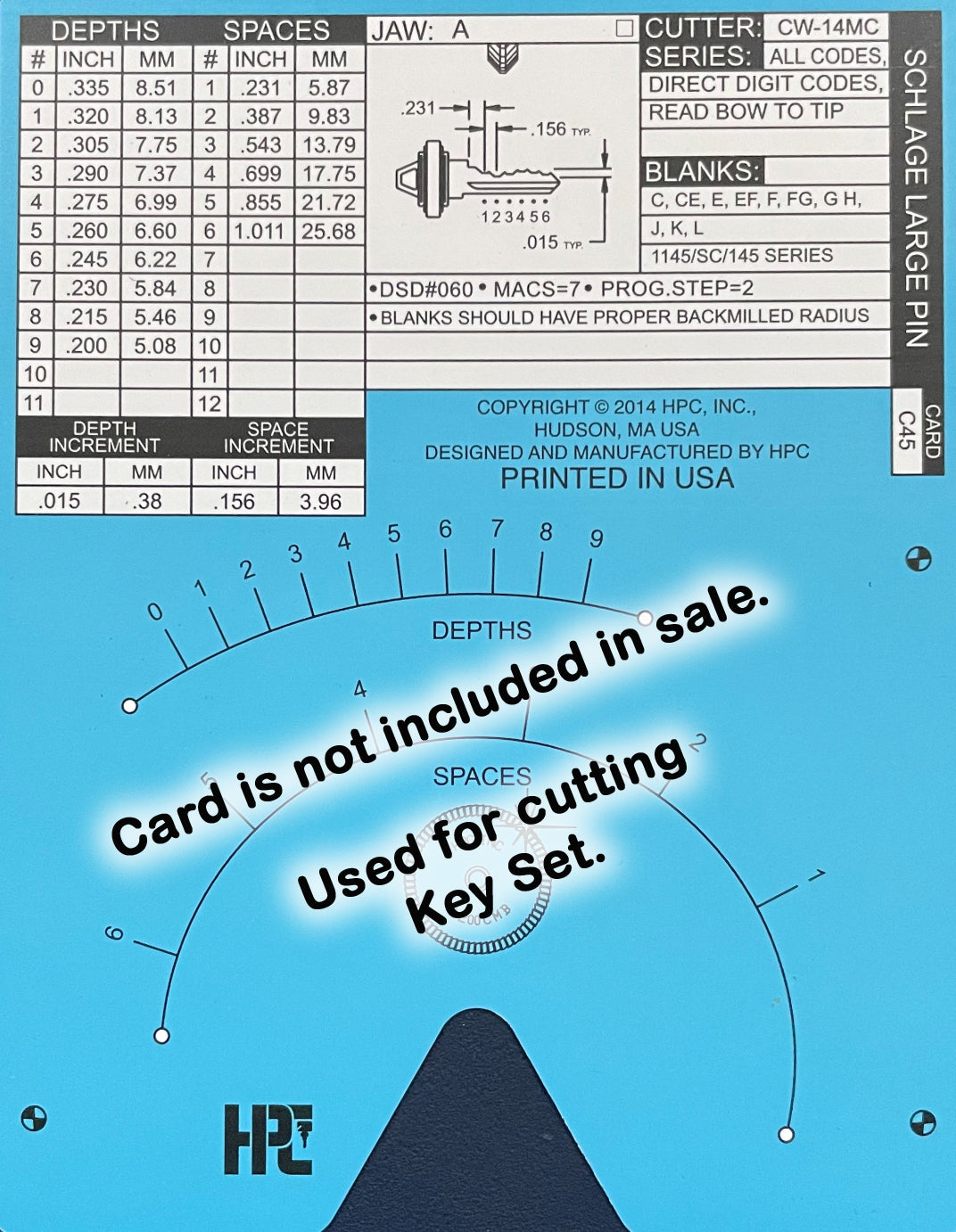Schlage SC1, 5 Pin Space and Depth Keys ~ DSD#060, C45